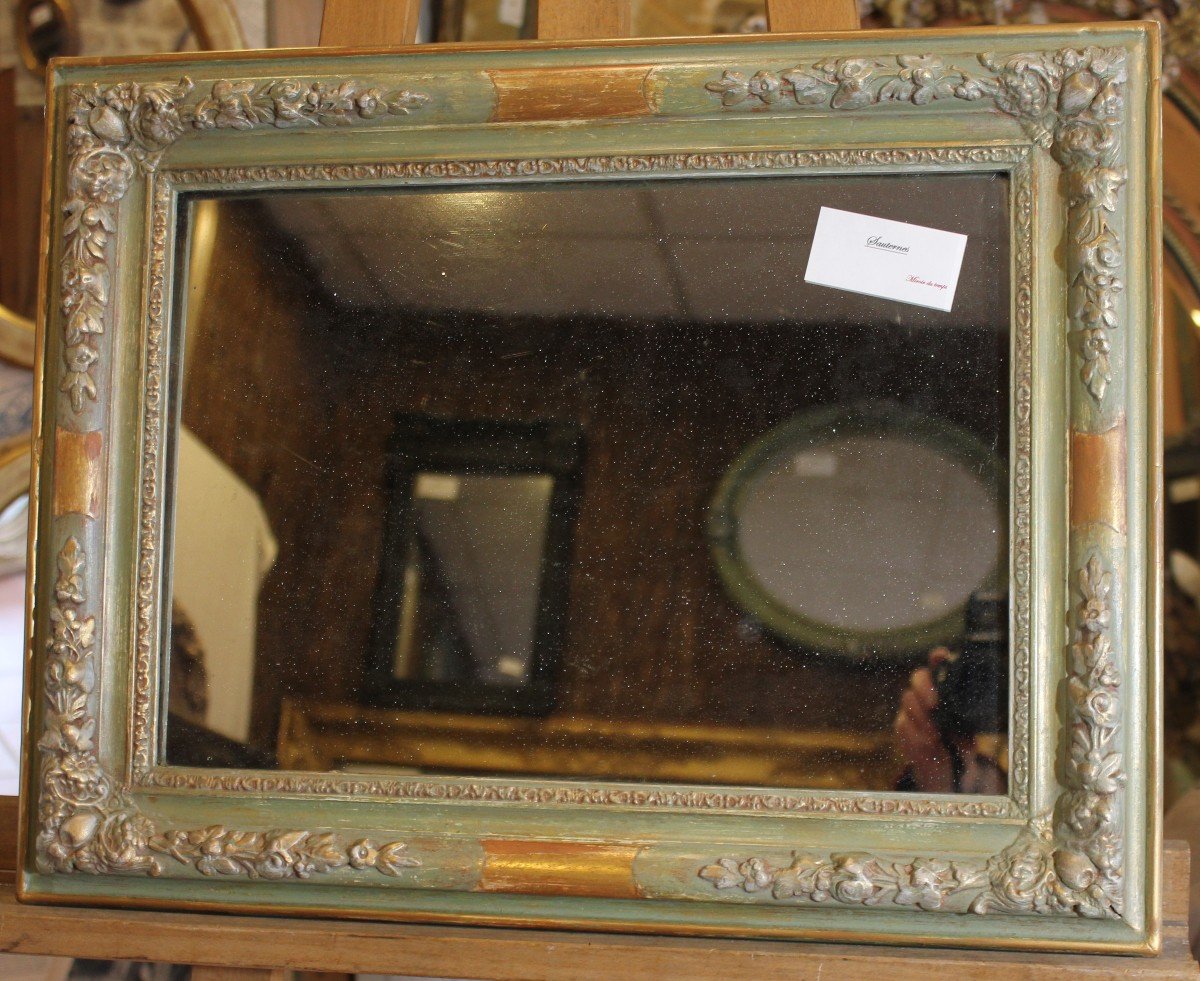 43 X 55 Cm, Small Restoration Mirror, Patina, Gold And Mercury 