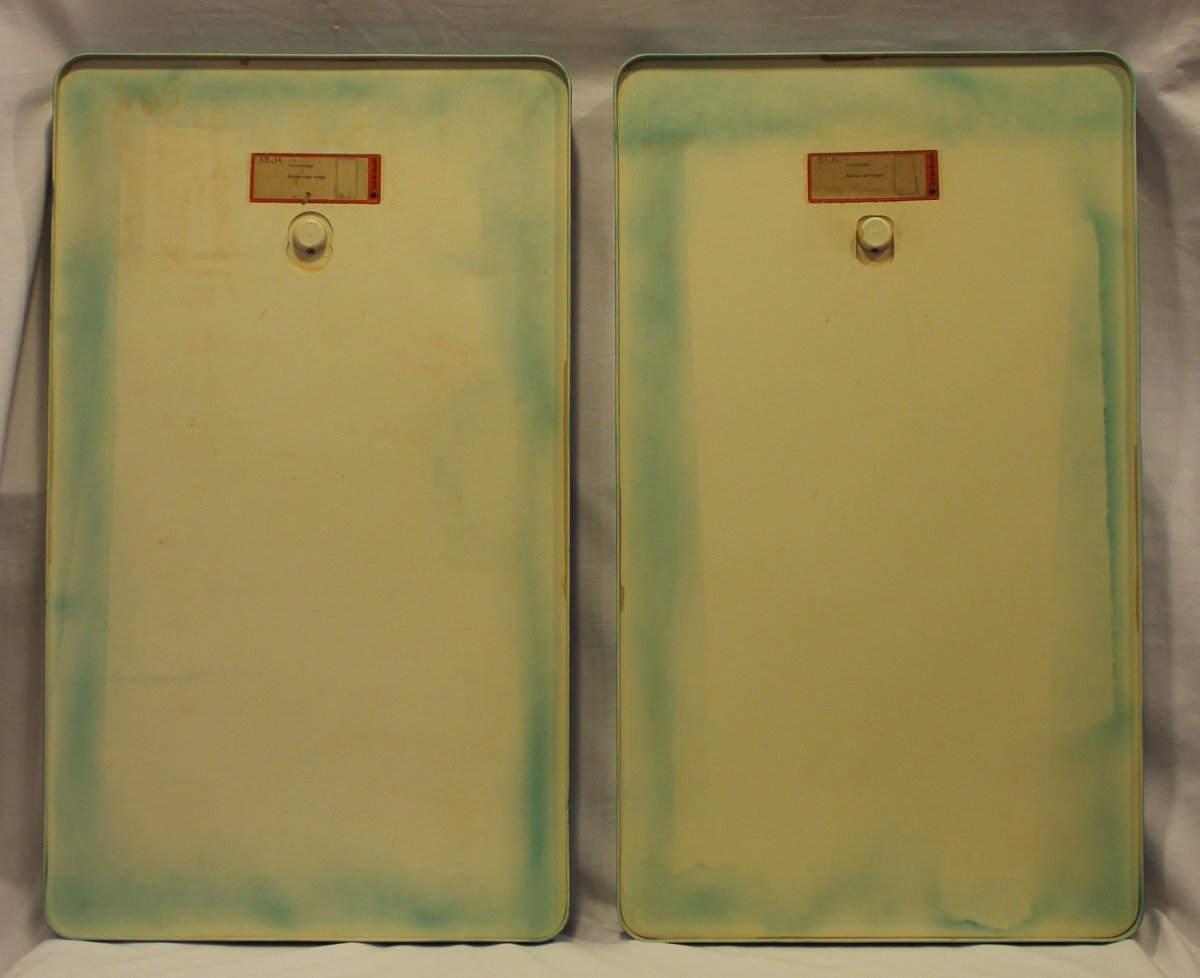 43 X 74 Cm Pair Of 70s Mirrors By Schönbuch, Emerald Blue-photo-6