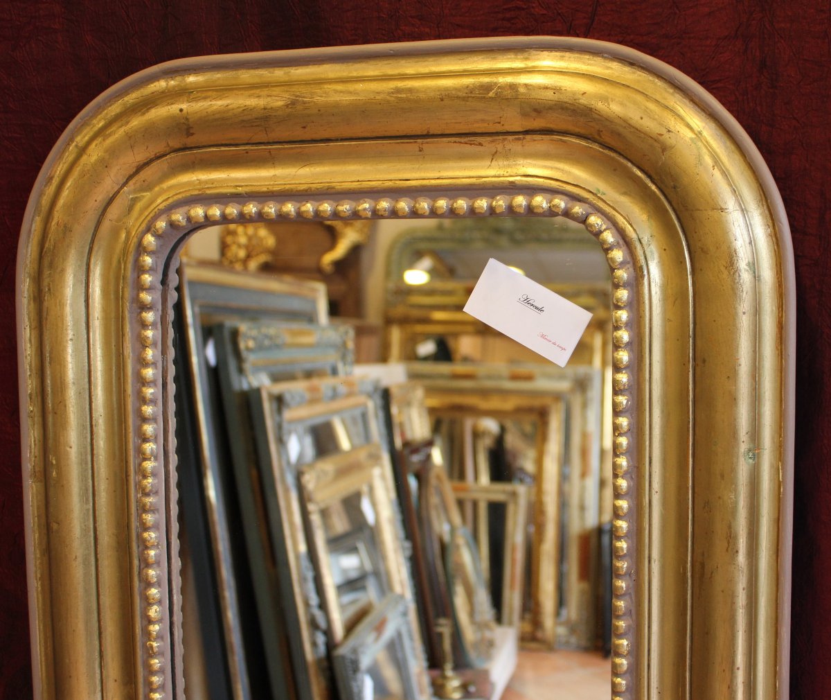 51 X 140 Cm Narrow Mirror, Louis Philippe Perlé d'Entre Deux-photo-1