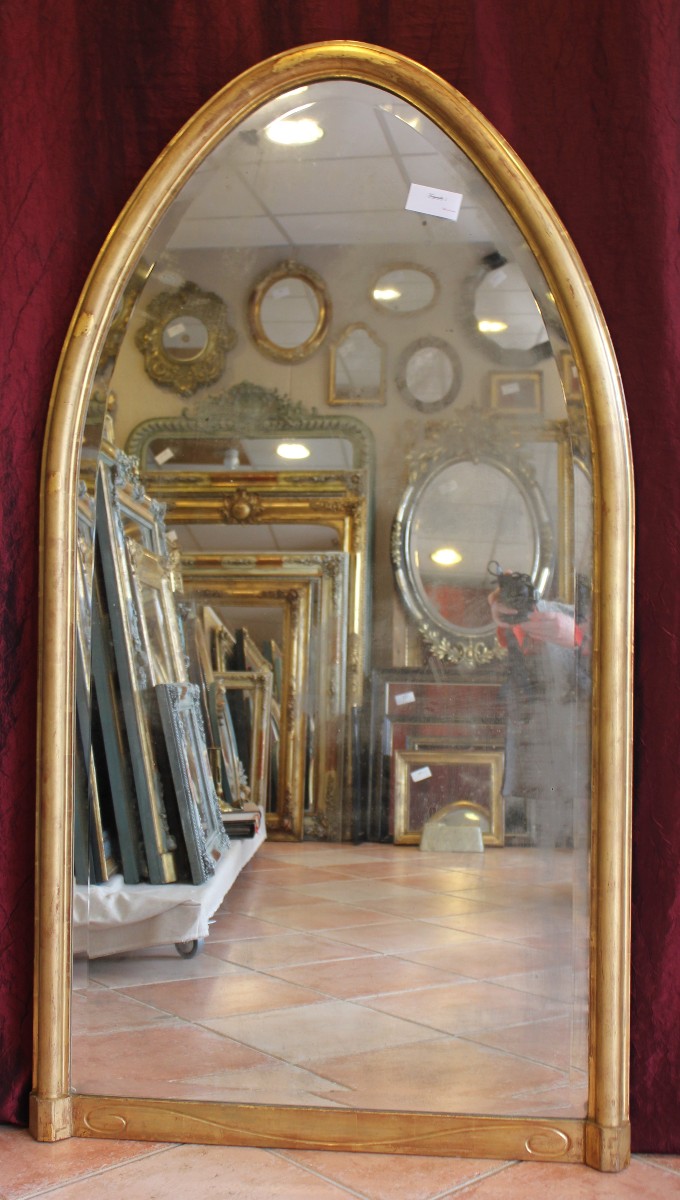 81 X 150 Cm Miroir Ancien Feuille d'Or, Glace Biseautée