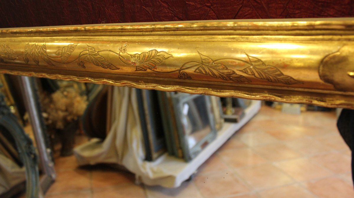 63 X 130 Cm Antique Restoration Rectangle Mirror, Gold Leaf, Mercury Glass-photo-6