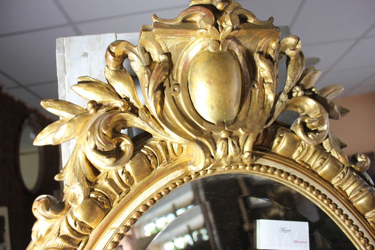 Miroir Ovale Napoléon III De Style Louis XV Doré 60 X 90-photo-1