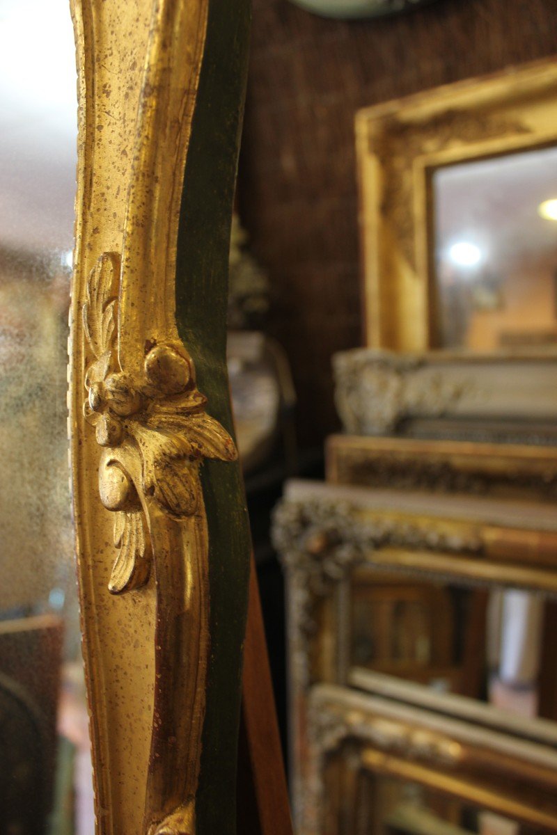 Pair Of Louis XV Style Mirrors, Carved Wood, Gold Leaf 40 X70 Cms-photo-6