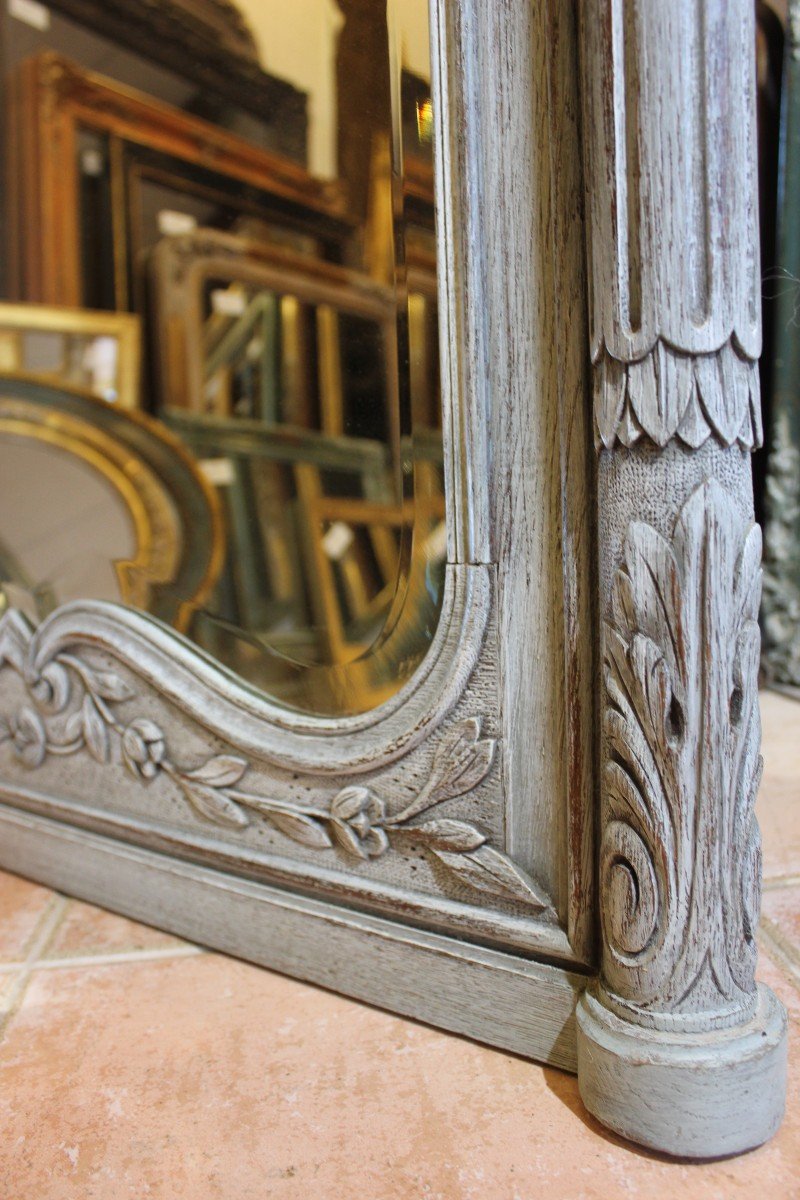 Large Antique Norman Wedding Mirror, Patinated Carved Wood 113 X 164 Cm-photo-6