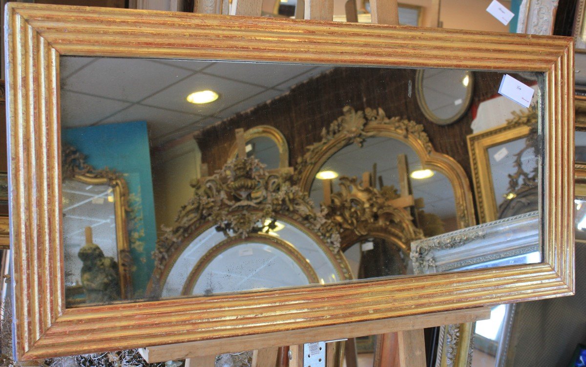 Miroir Louis XVI à Canaux, Feuille d'Or, Mercure  49 X 100 Cm