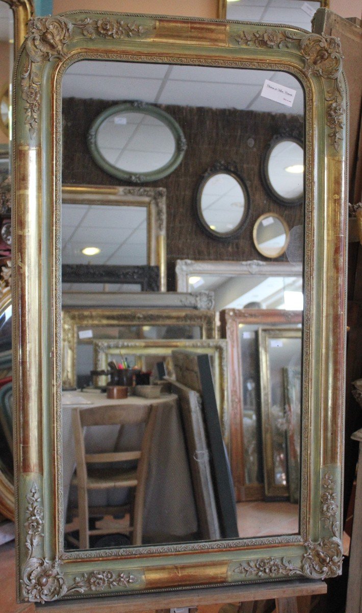 Old Gold Leaf And Patina Mirror, Mercury 70 X 118 Cm-photo-2