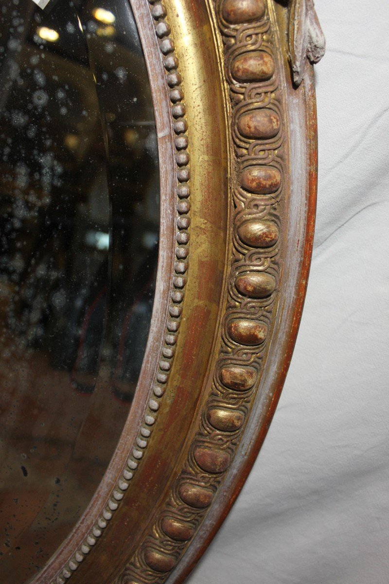 Napoleon III Oval Mirror With Gadroons, Gold And Patina 68 X 99 Cm-photo-5