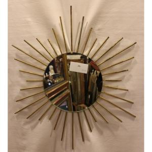 Sun Mirror Year 50 Golden Metal 60 X 60 Cm