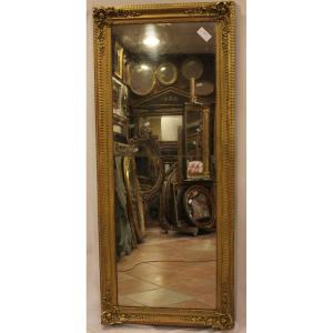 Grand Miroir Rectangle Ancien, Dorure Et Patine, Glace Mercure72 X 170 Cm