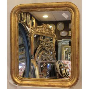 Louis Philippe Gold And Beaded Mirror, Rounded Corners, 83 X99 Cm