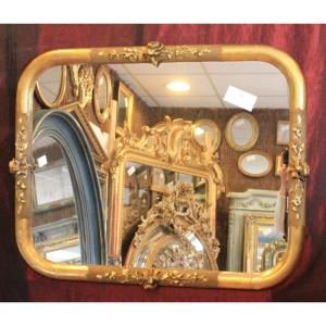 Antique Rectangle Mirror With 4 Rounded Corners, Gold Leaf, Pink Decors 59 X 73 Cm