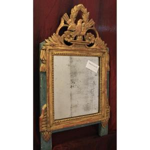 37 x 63 cm, Petit Miroir Bois Doré Louis XVI, Glace Mercure