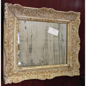 42 X 49 Cm Antique Mirror, Patinated Montparnasse Frame, Mercury Glass