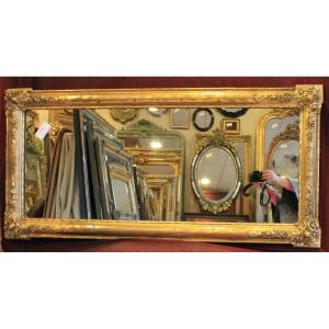 63 X 130 Cm Miroir Ancien Restauration horizontale, Feuille d&#039;Or, Glace Mercure