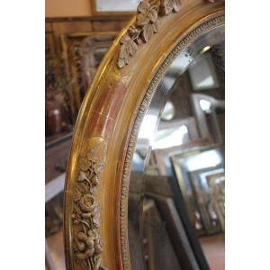 Restoration Oval Mirror, Gold Leaf, Patina, Bevelled Mercury Ice 80 X 103 Cm