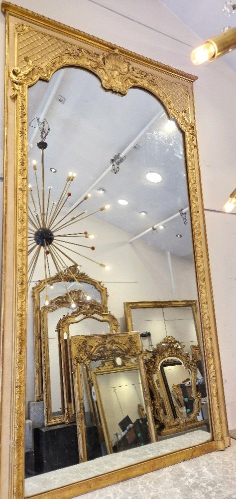 Miroir doré trumeau Régence glace de cheminée 135*255cm