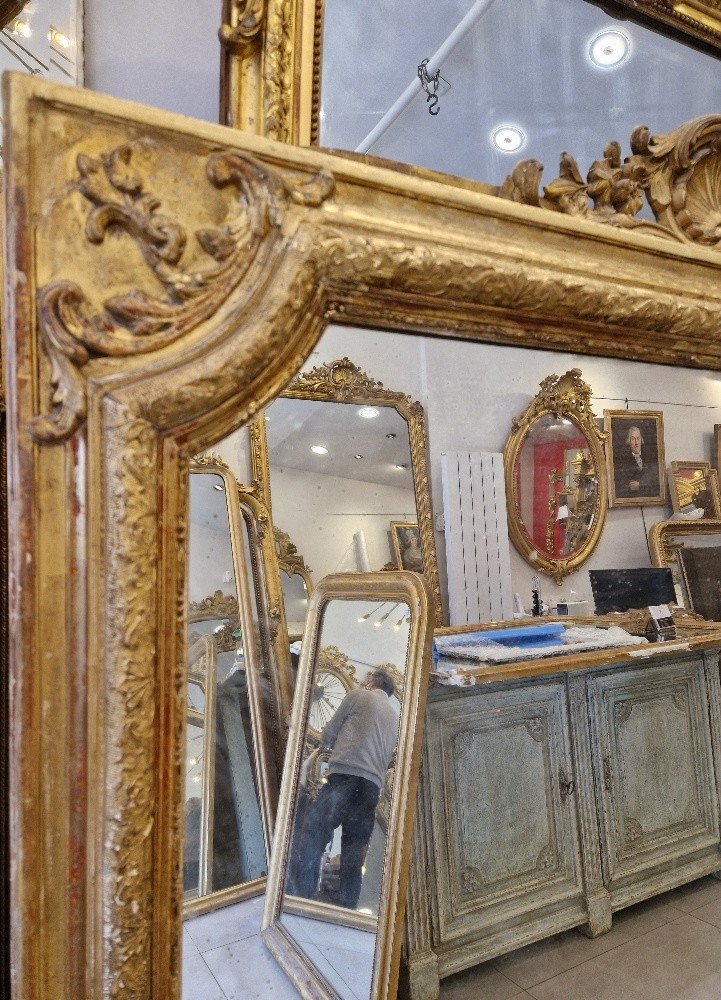 Large miroir trumeau Louis XIV glace de cheminée  128*158cm-photo-2