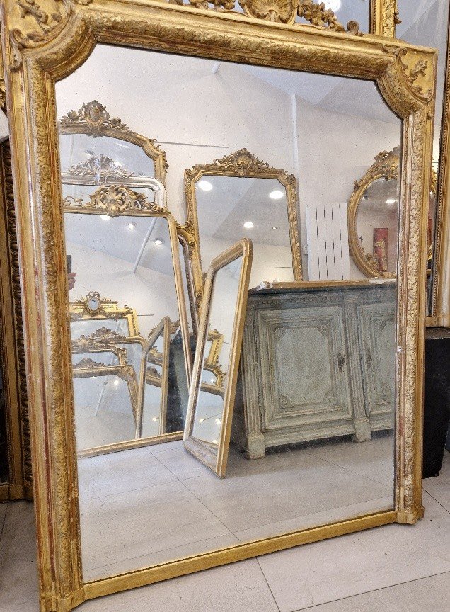 Large miroir trumeau Louis XIV glace de cheminée  128*158cm-photo-7