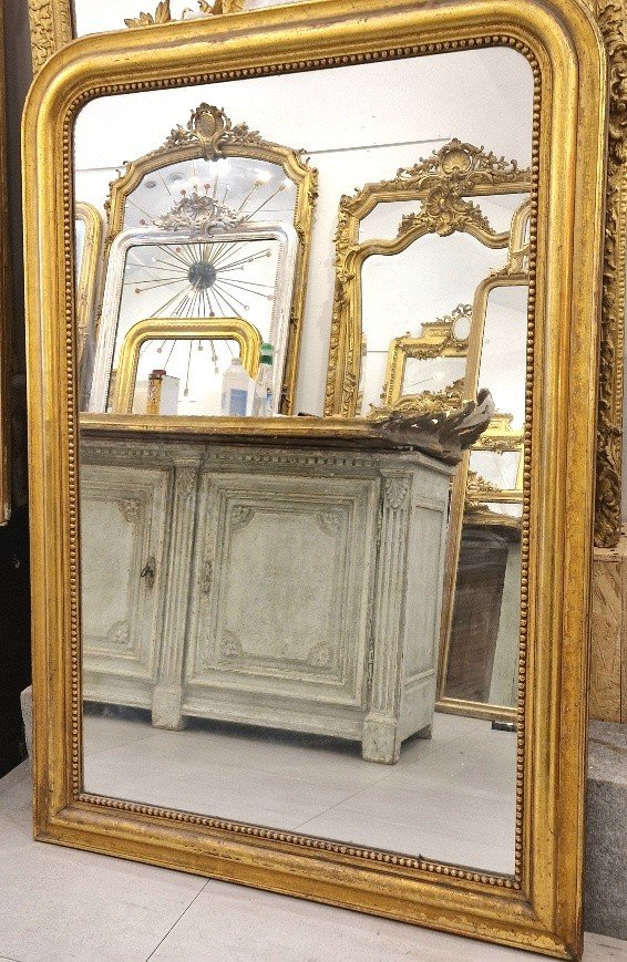 Miroir Louis Philippe feuilles d'or glace au mercure 110*158 cm