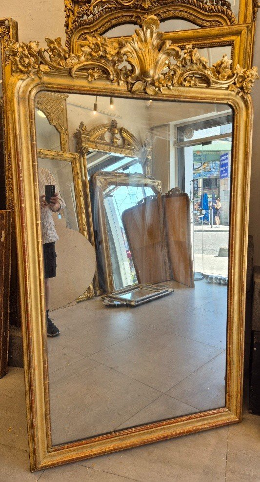 Louis Philippe Gold Cartouche Mirror 105/182cm-photo-4