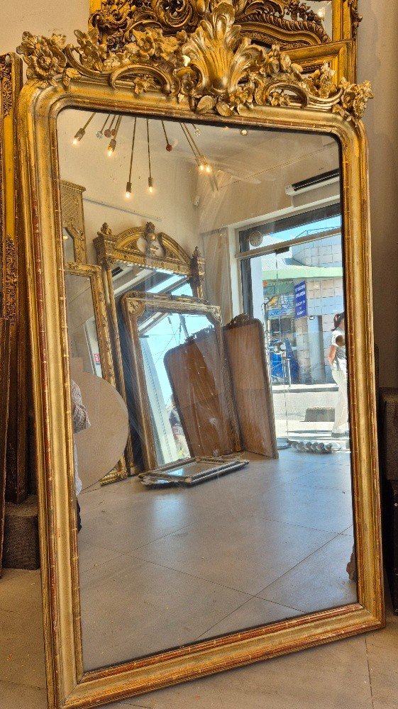 Louis Philippe Gold Cartouche Mirror 105/182cm-photo-6