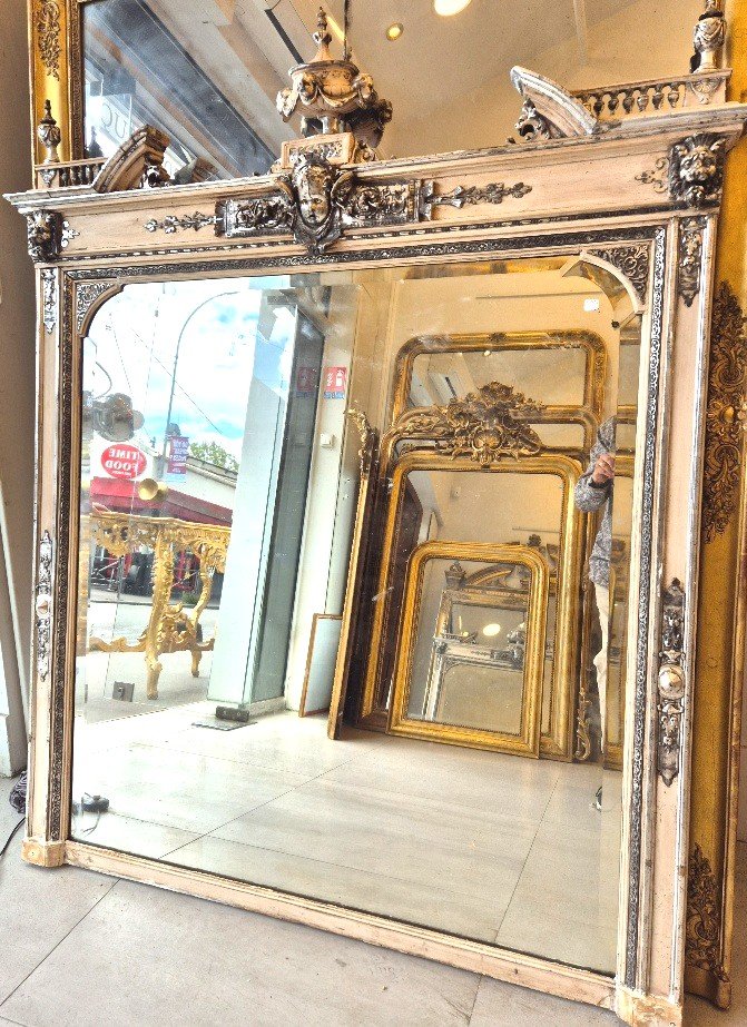 Large Napoleon III Mirror Beveled Glass Vase Decor 130*168 Cm-photo-4