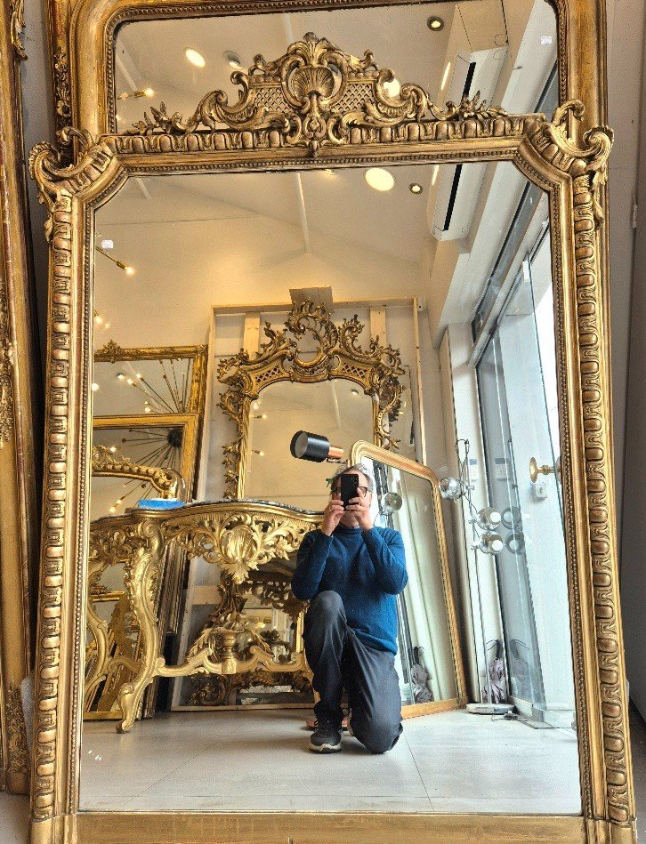 Large miroir Napoléon III glace cheminée 120*156 Cm-photo-2