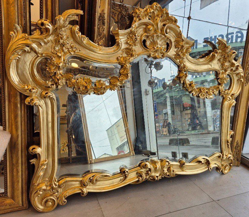 Très large miroir oiseaux guirlandes glace biseautée175/138cm-photo-2