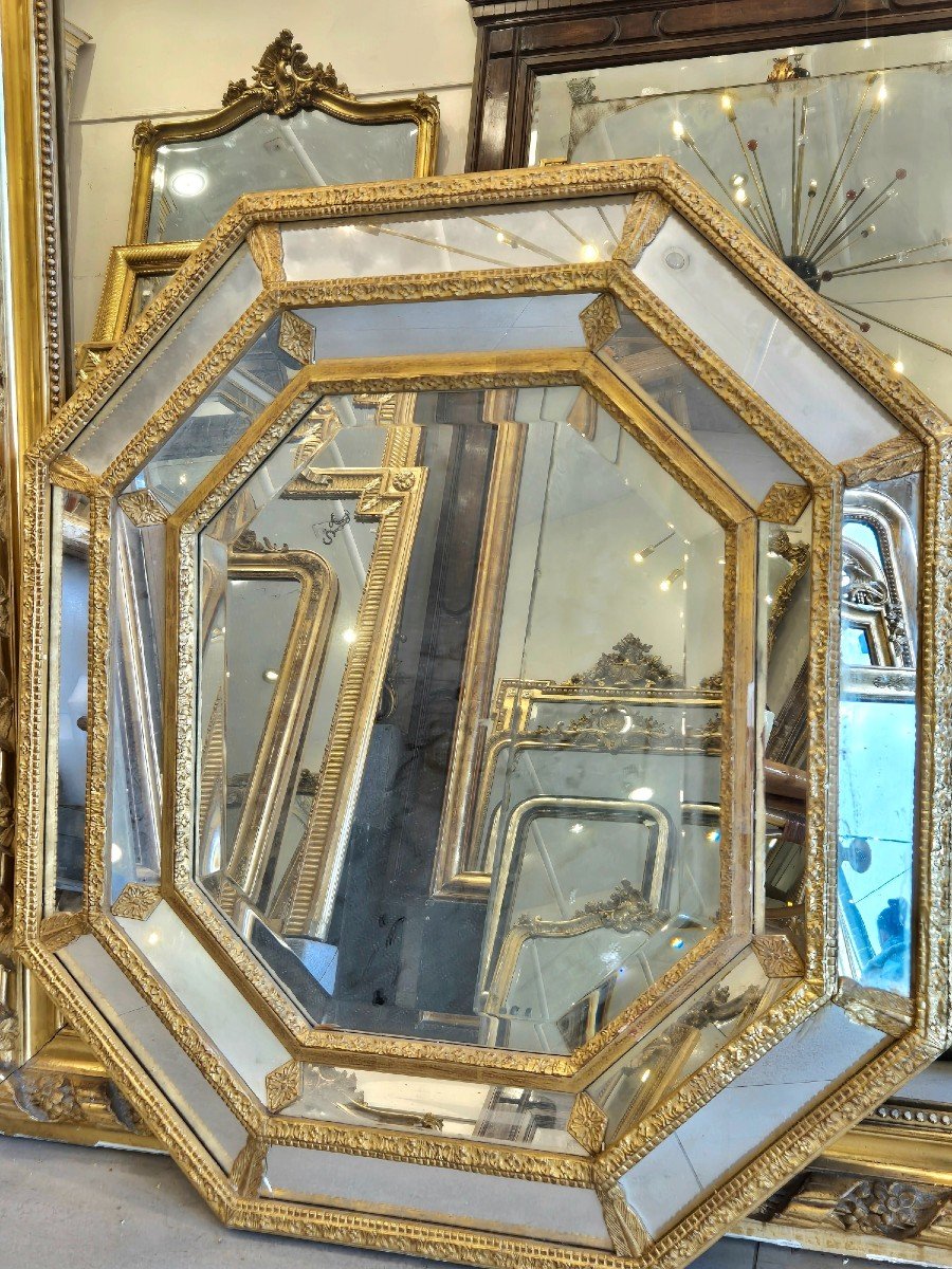 Miroir octogonal Napoléon III glaces biseautées 69*77cm-photo-2