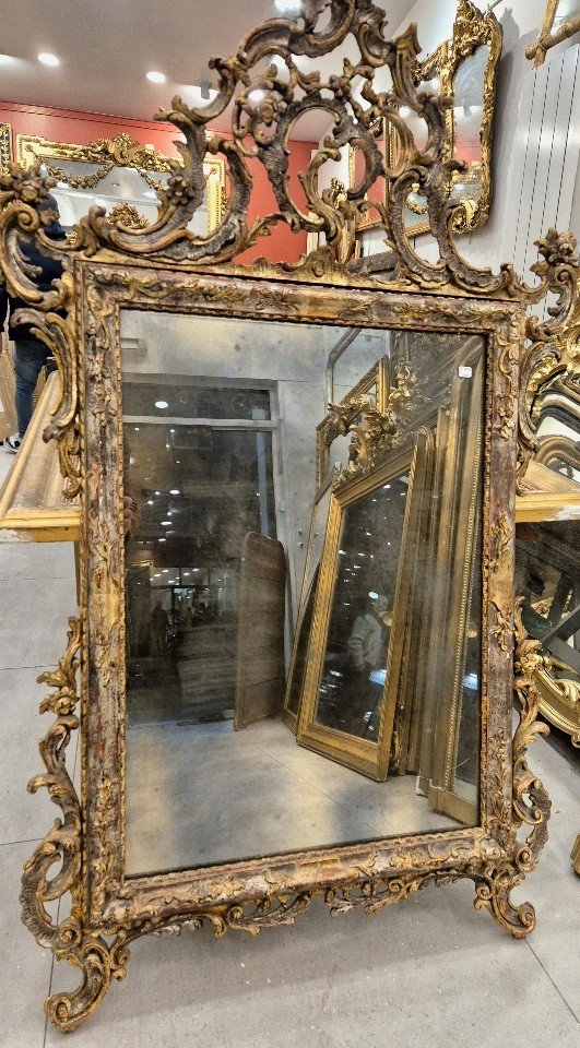 Miroir Louis XV argenté glace ancienne 90*148cm