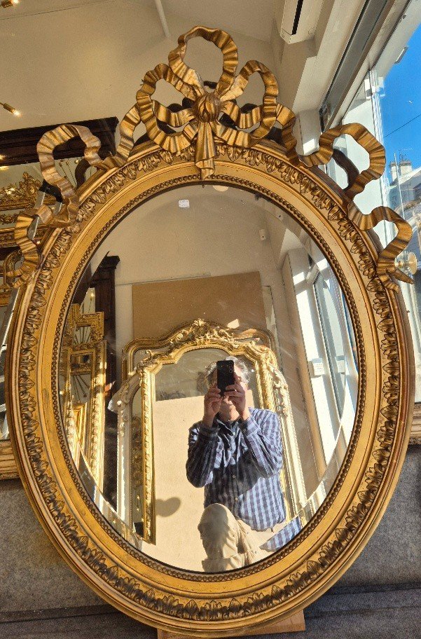 Miroir noeud Louis XVI glace ovale biseautée 86*118cm-photo-2