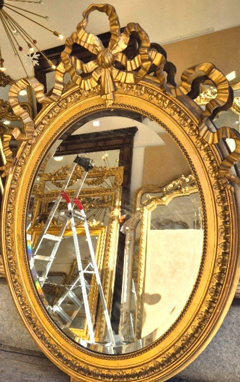 Miroir noeud Louis XVI glace ovale biseautée 86*118cm-photo-4