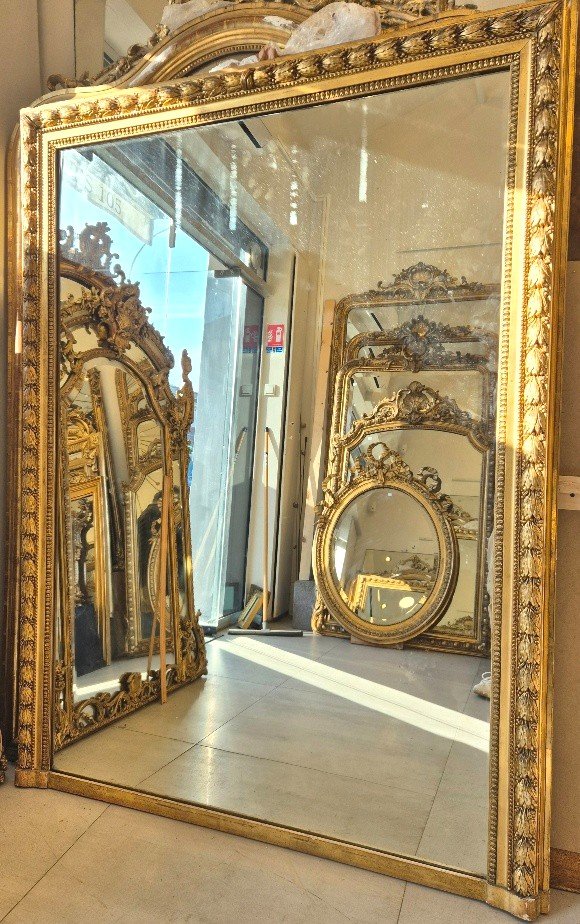 Grand miroir ancien doré glace de cheminée 135*185cm-photo-4