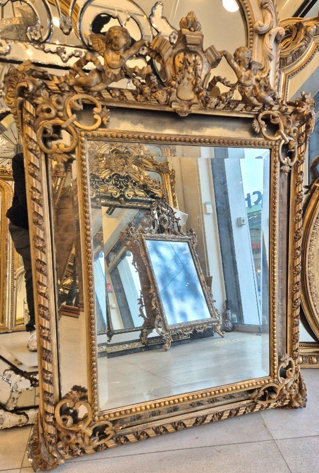 Miroir Napoléon III Putti Doré 98*120cm-photo-2