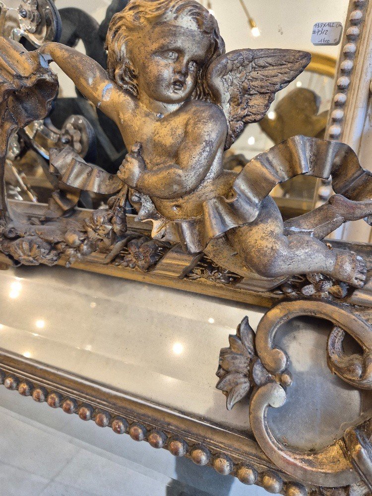 Miroir Napoléon III Putti Doré 98*120cm-photo-5