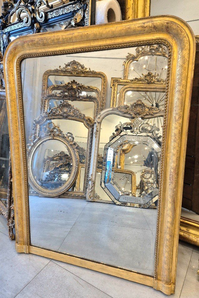 Glace Ancienne Miroir Louis Philippe de cheminée 105*130 Cm-photo-2