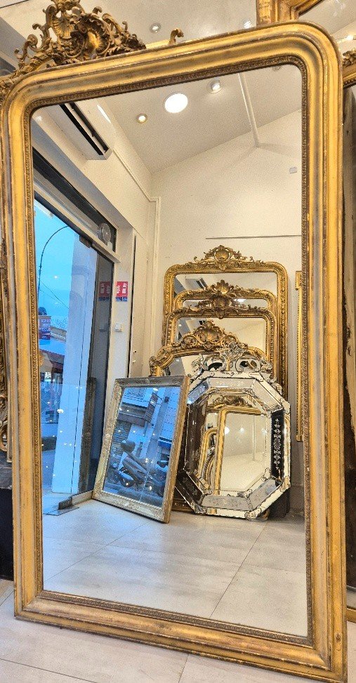 Miroir Louis Philippe  doré feuilles d'or  115*190cm-photo-2