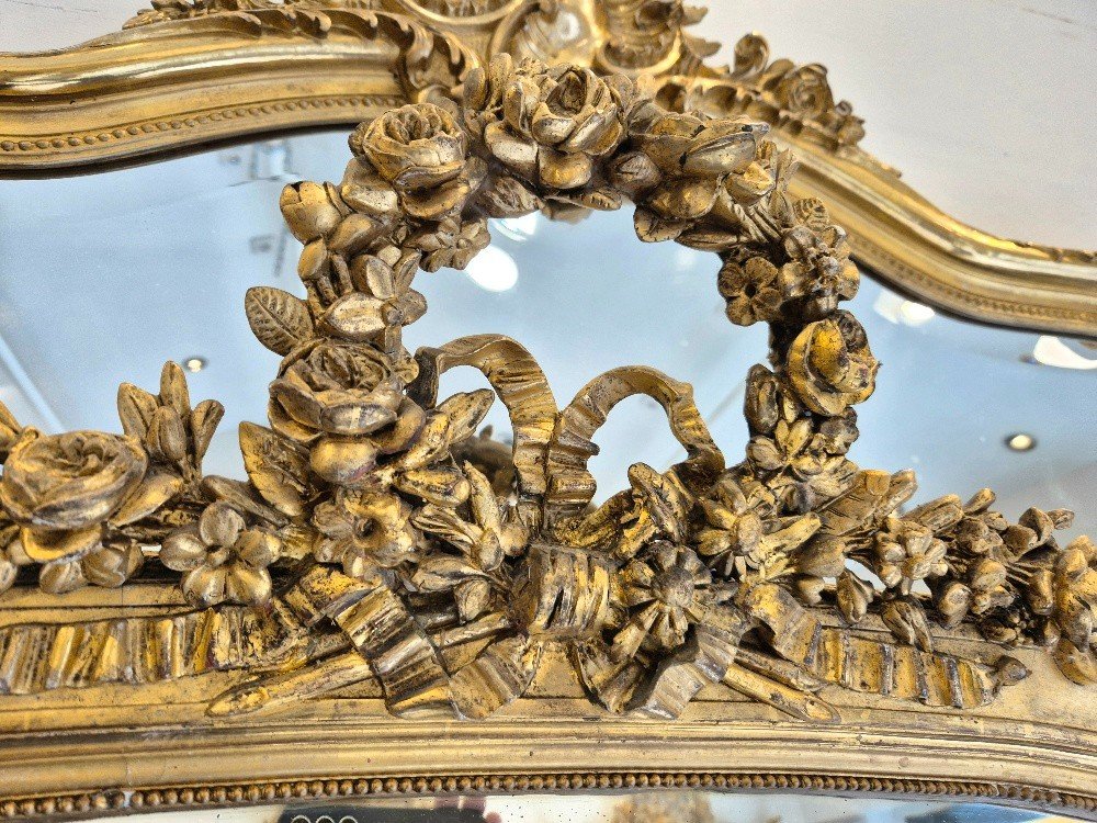 Miroir Napoléon III noeud vases Louis XVI glace biseautée 120*190cm-photo-3