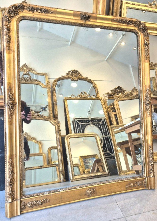 Miroir de cheminée glace ancienne mercure 120*145 Cm-photo-1