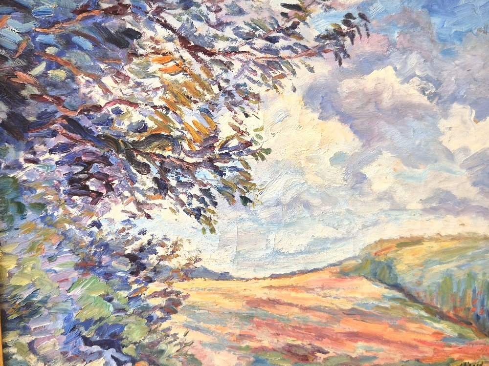 Tableau peintre Girard " Paysage d'été " 73*70 Cm-photo-2