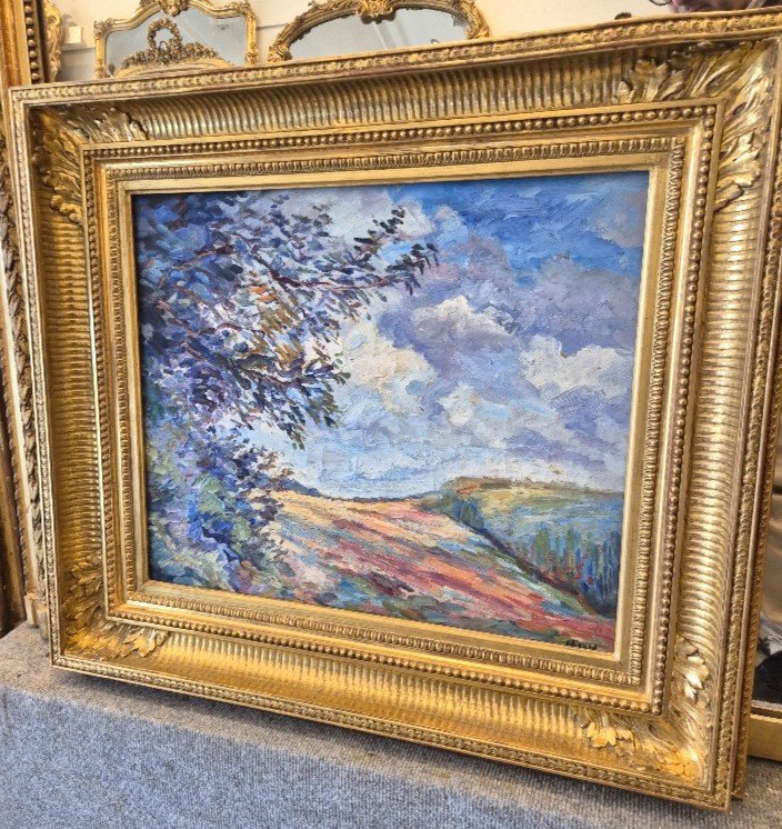 Tableau peintre Girard " Paysage d'été " 73*70 Cm-photo-1