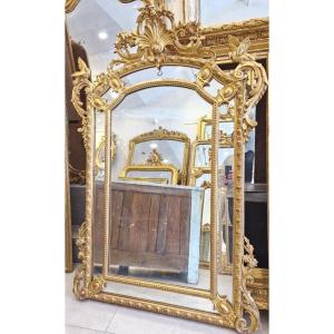 Miroir Napoléon III riche décor oiseaux  115*180cm
