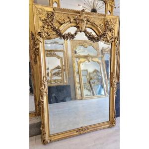 Miroir Trumeau Napoléon III glace guirlandes  biseautée 114*167 Cm