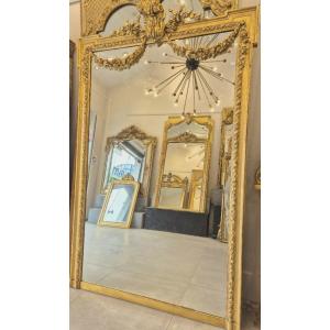 Très grand miroir Louis XVI glace guirlandes  135*222cm