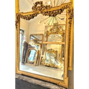 Large miroir Napoléon III  glace à guirlandes 125*160 Cm 