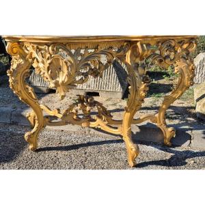 Console Louis XV En Bois Doré  177cm