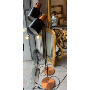 Paire lampadaires Jo Hammerborg 143cm et 127cm 