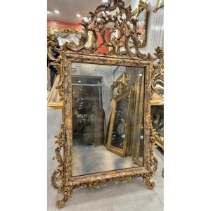 Miroir Louis XV argenté glace ancienne 90*148cm