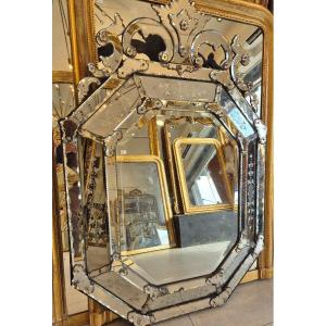 Miroir Venise Napoléon III glaces venitiennes anciennes 95-140cm