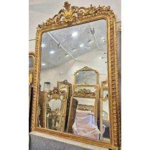 Large et grand miroir doré glace ancienne de cheminée 138*200cm